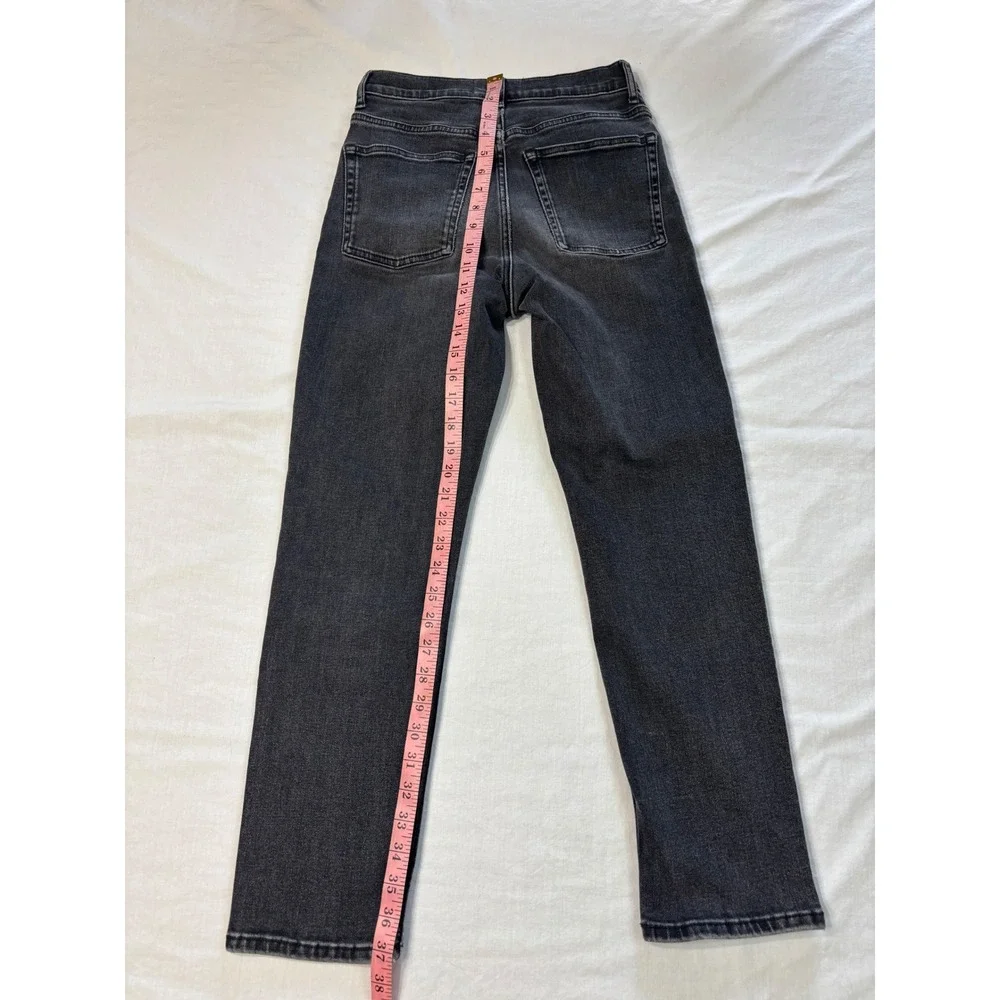 Everlane The Cheeky Jean Faded Black High Rise Straight Leg Crop Denim Size 27